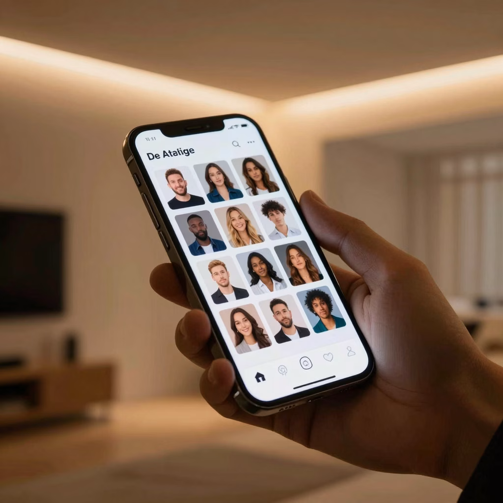 Application de rencontres sur écran luminescent, concept de connexion numérique et matching