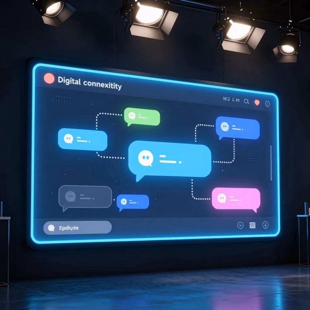 Interface de streaming avec chat interactif et connexion numérique en direct