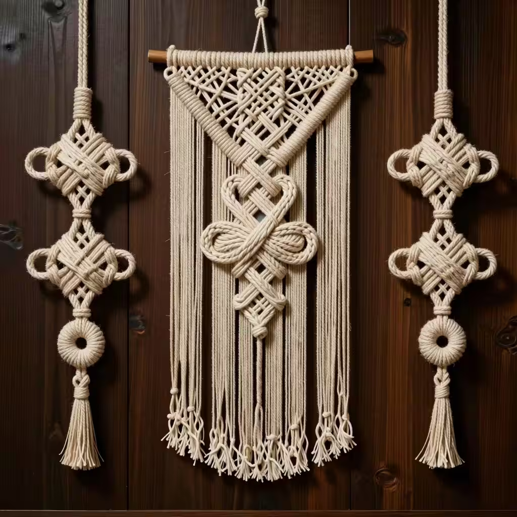 Art du shibari japonais : cordes de bondage et nœuds décoratifs traditionnels sur fond sombre