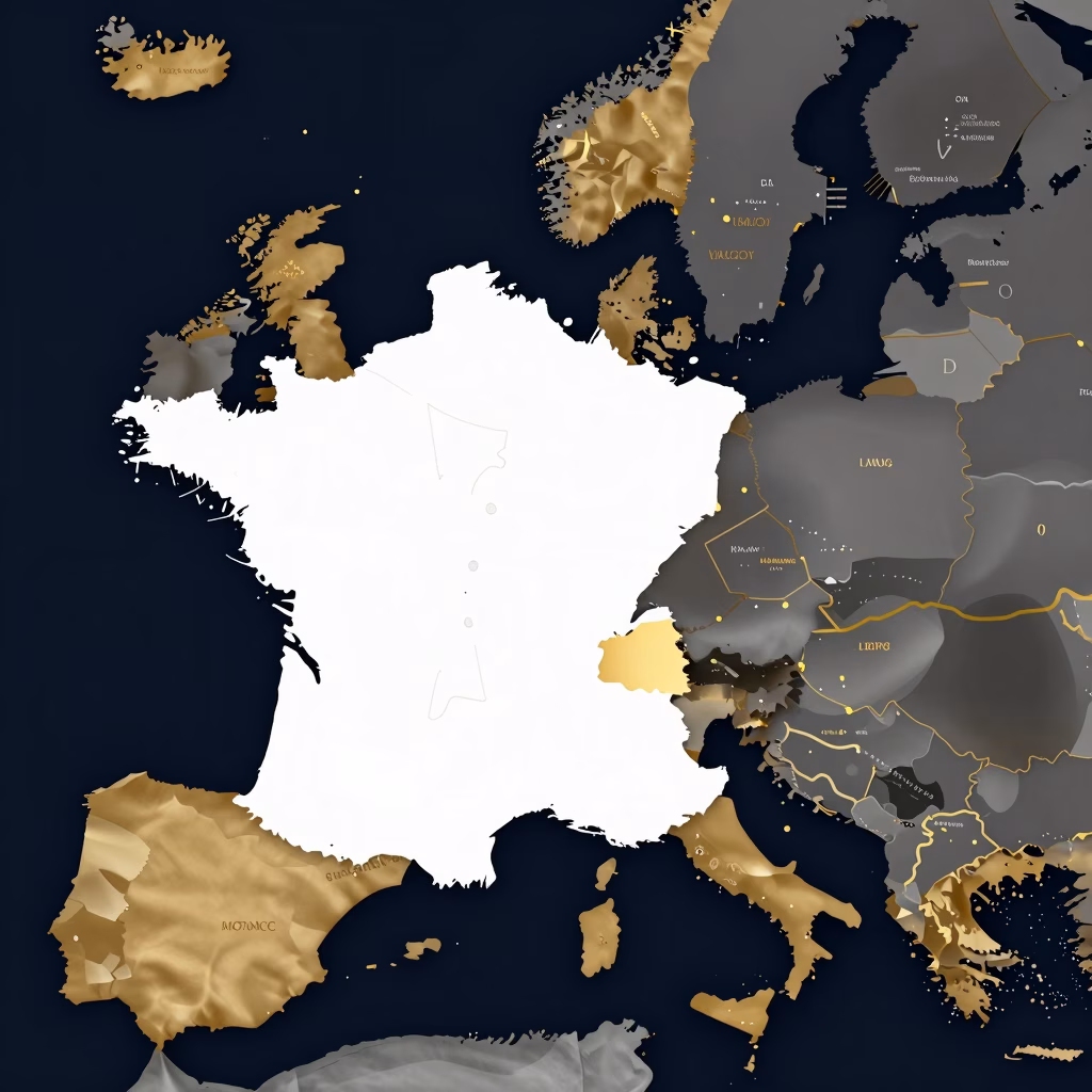 Carte de l'Europe francophone : France, Belgique, Suisse, Luxembourg et Monaco avec leurs différents cadres juridiques sur l'escorting