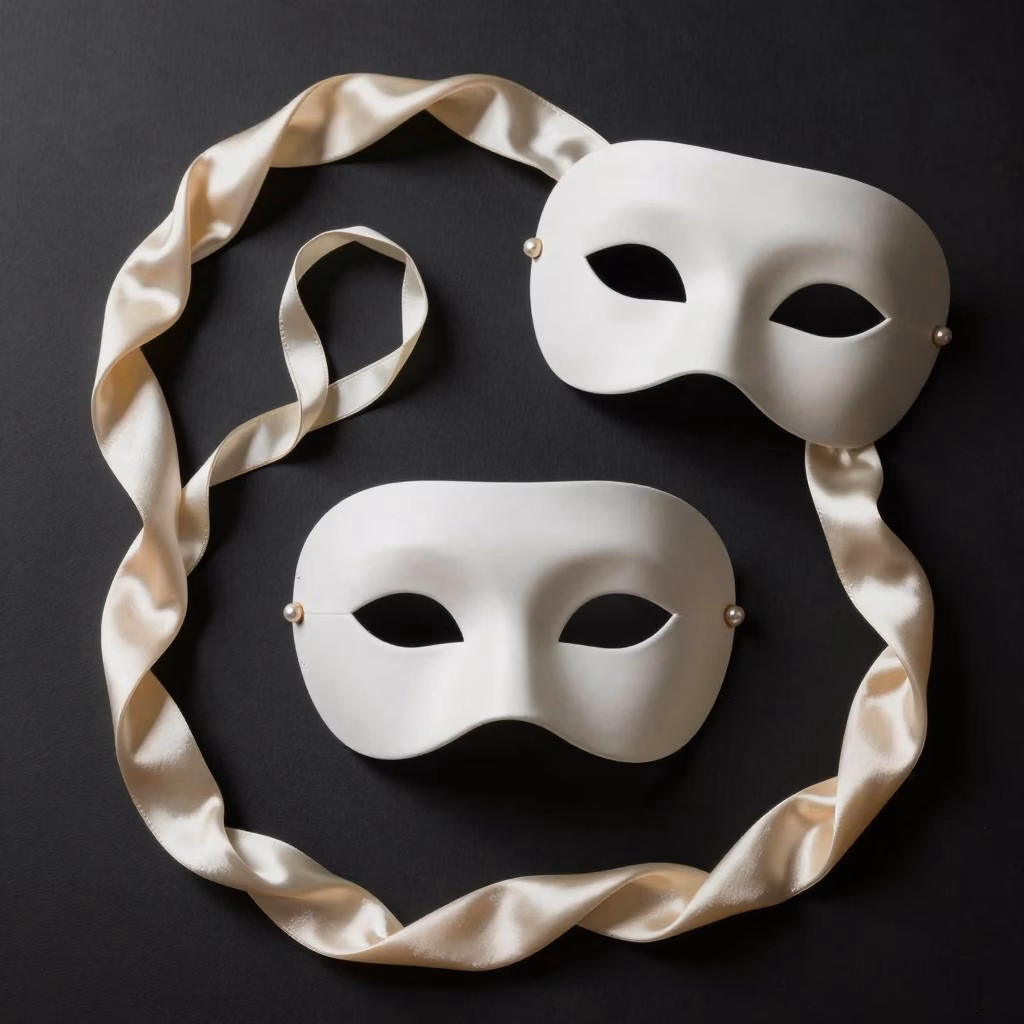 Cordes en soie et masque dans une composition artistique élégante, jouets BDSM pour débutants
