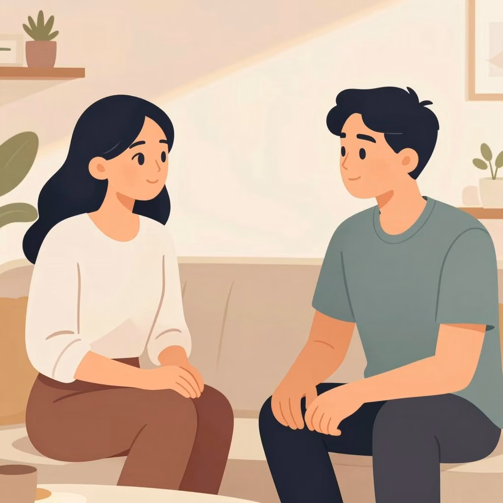 Deux personnes en conversation intime et bienveillante illustrant l&rsquo;importance de la communication et du consentement dans l&rsquo;urophilie