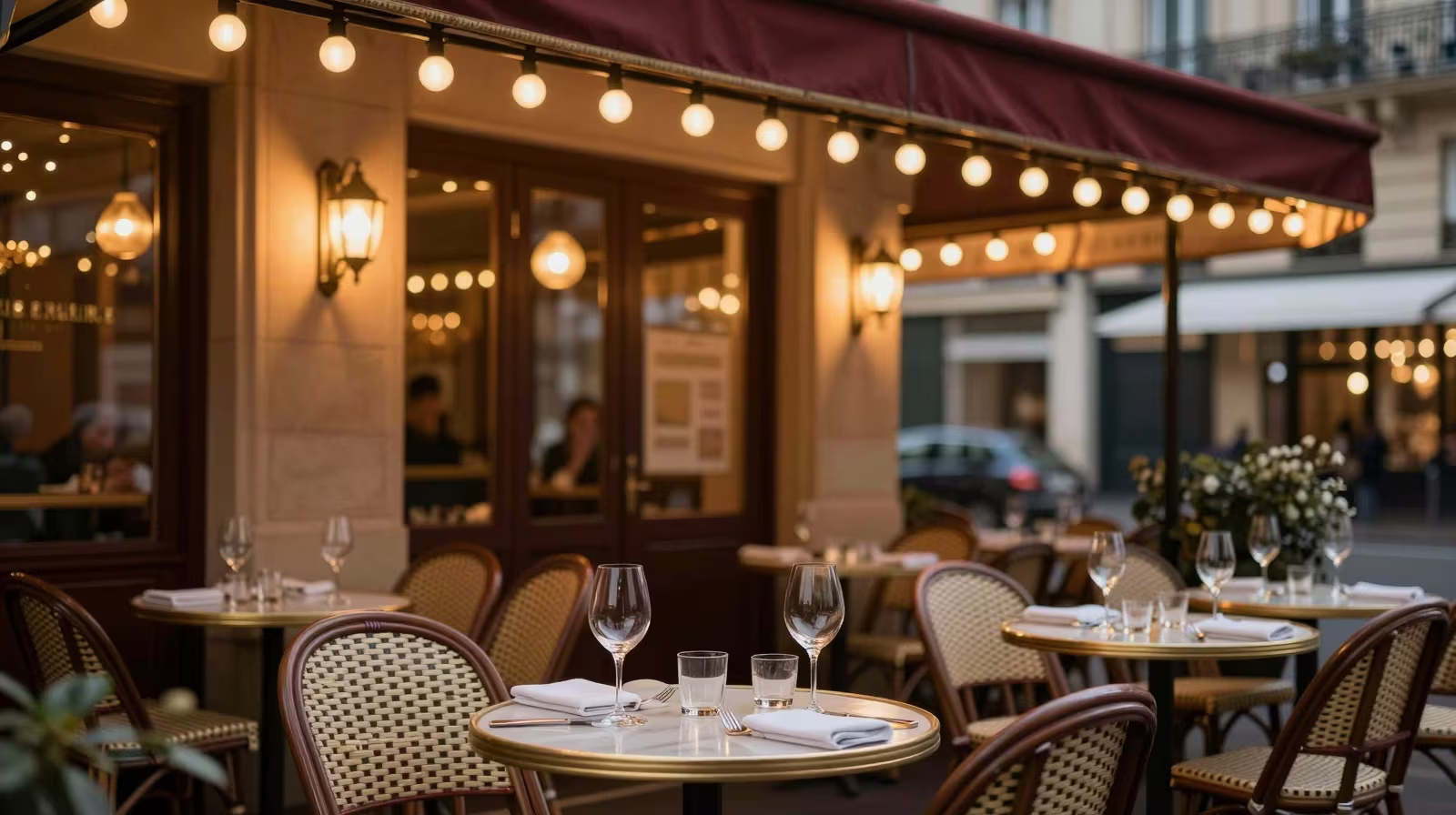 Terrasse de cafe parisien romantique pour rencontres coquines