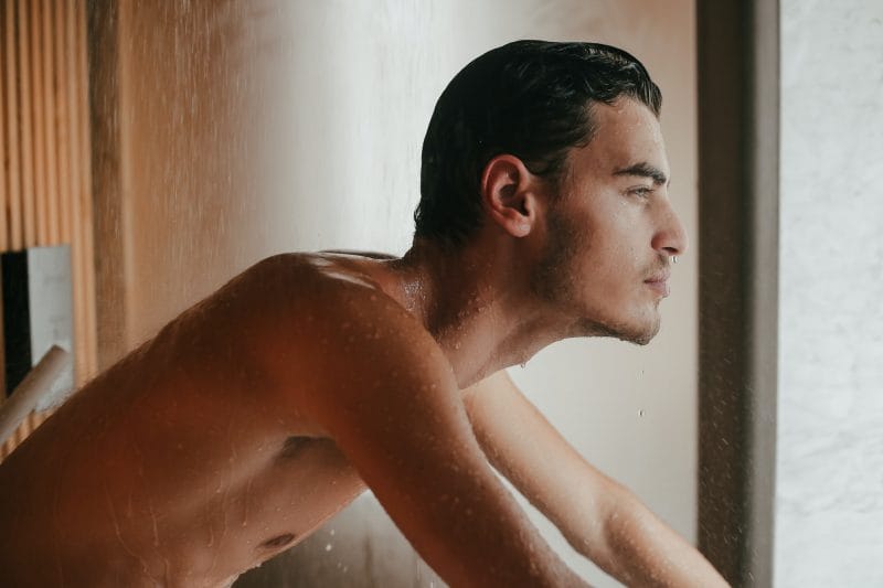Sexy man in the bathroom
