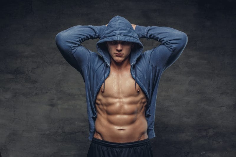 A man man in a blue hoodie.